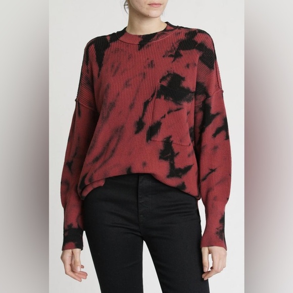 Pistola Darya Acid Dye Cotton Sweater in Red Lava size XS - Picture 8 of 9